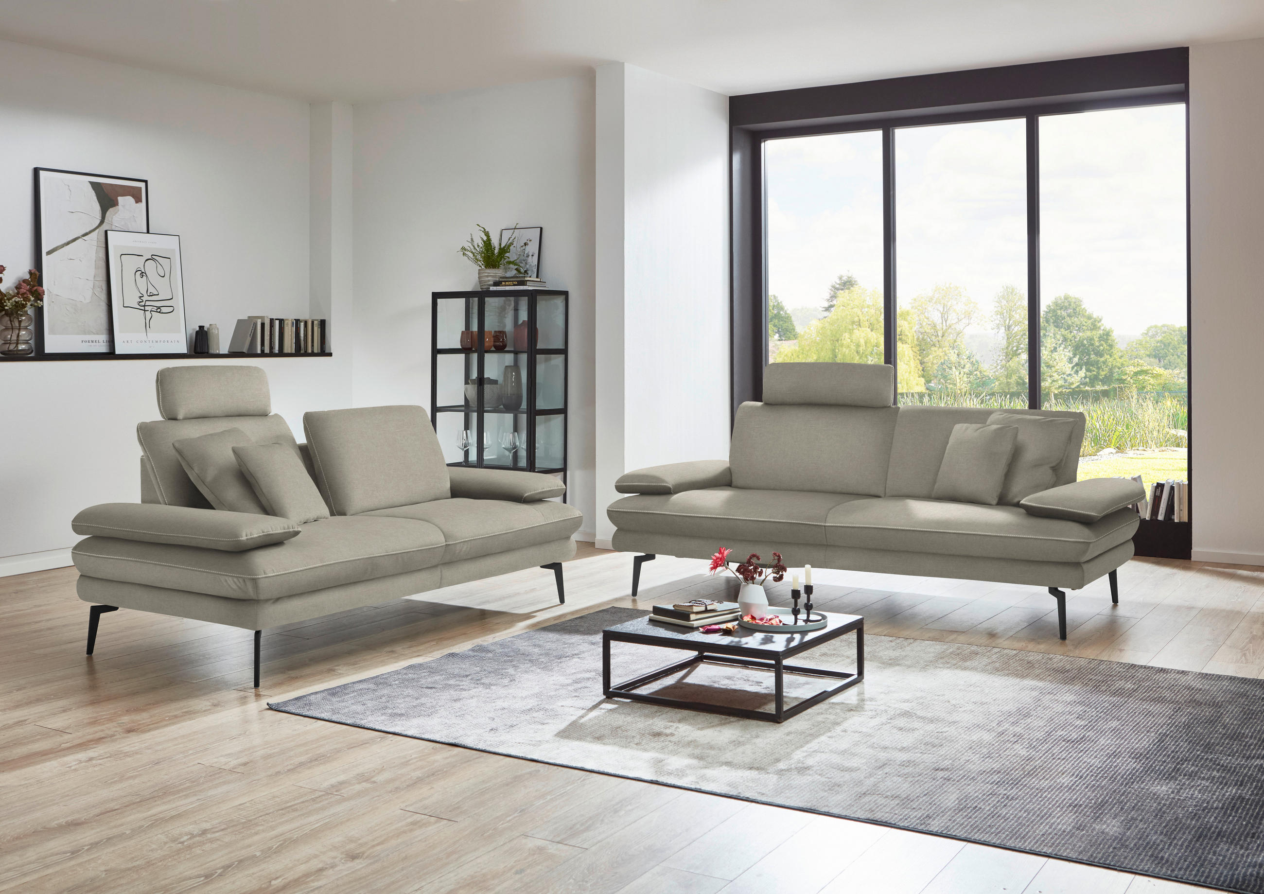 2,5-SITZER in Velours Platinfarben  - Platinfarben/Beige, Design, Textil/Metall (196/89/104cm) - Dieter Knoll