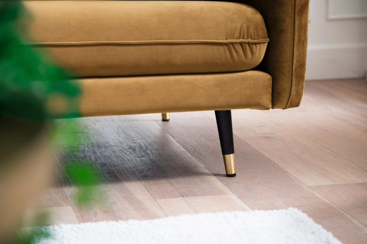 3-SITZER-SOFA ROSSANA-3S Sofa in Samt Senfgelb  - Senfgelb, MODERN, Textil (215/88/94cm) - MID.YOU