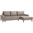 ECKSOFA in Velours Sandfarben  - Sandfarben/Schwarz, Basics, Holz/Textil (260/161cm) - Carryhome