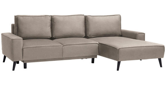 ECKSOFA in Velours Sandfarben  - Sandfarben/Schwarz, Basics, Holz/Textil (260/161cm) - Carryhome