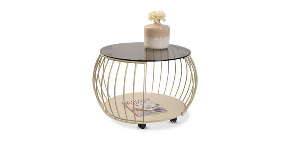 COUCHTISCH Sicherheitsglas 80/80/46 cm rund Creme  - Creme, Design, Glas/Holzwerkstoff (80/80/46cm) - Xora