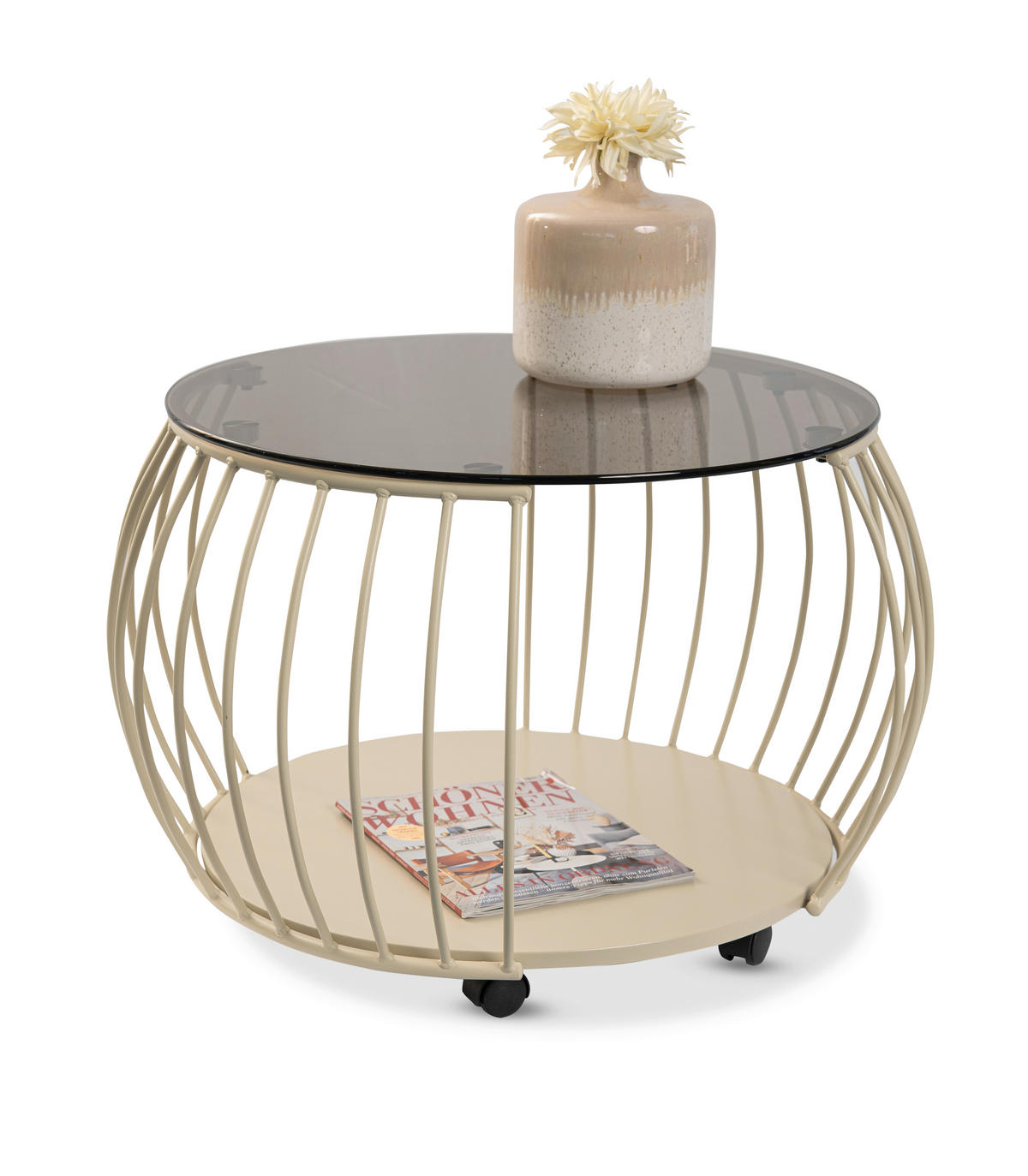 COUCHTISCH Sicherheitsglas 80/80/46 cm rund Creme  - Creme, Design, Glas/Holzwerkstoff (80/80/46cm) - Xora