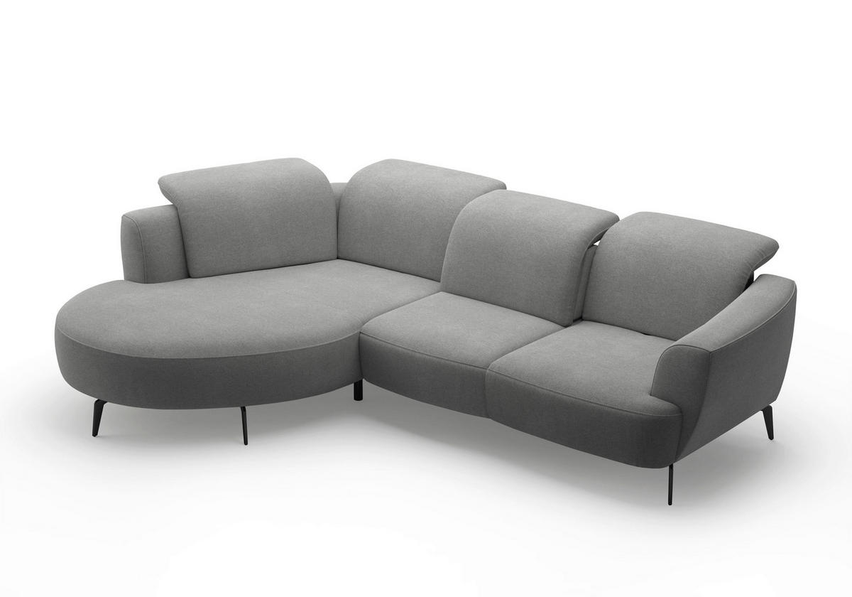 ECKSOFA in Mikrofaser Grau  - Schwarz/Grau, Konventionell, Textil/Metall (199/309cm) - Sit & More