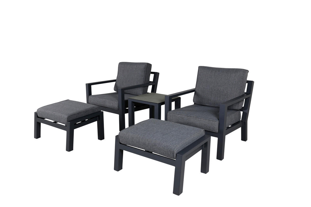 LOUNGEGRUPP 5 delar  - grå/svart, Basics, metall/textil