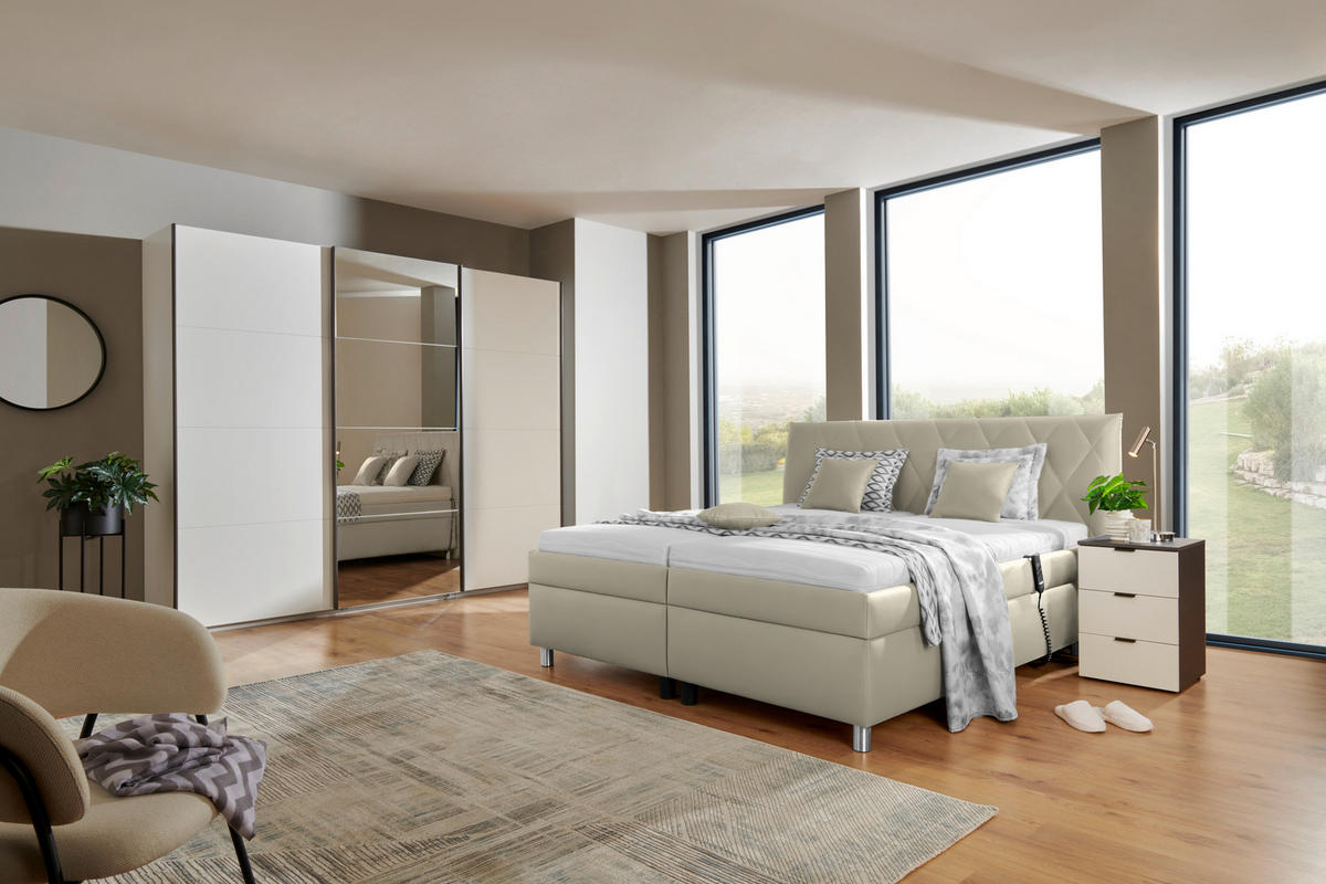 POLSTERBETT 160/200 cm  in Ecru  - Ecru/Weiss, Konventionell, Holz/Textil (160/200cm) - Esposa