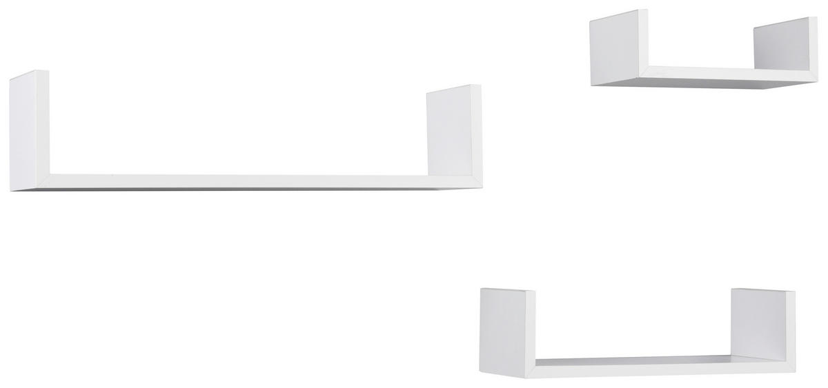 WANDREGALSET 3-teilig Weiß  - Weiß, MODERN, Holzwerkstoff (42,5/10/9,8cm)