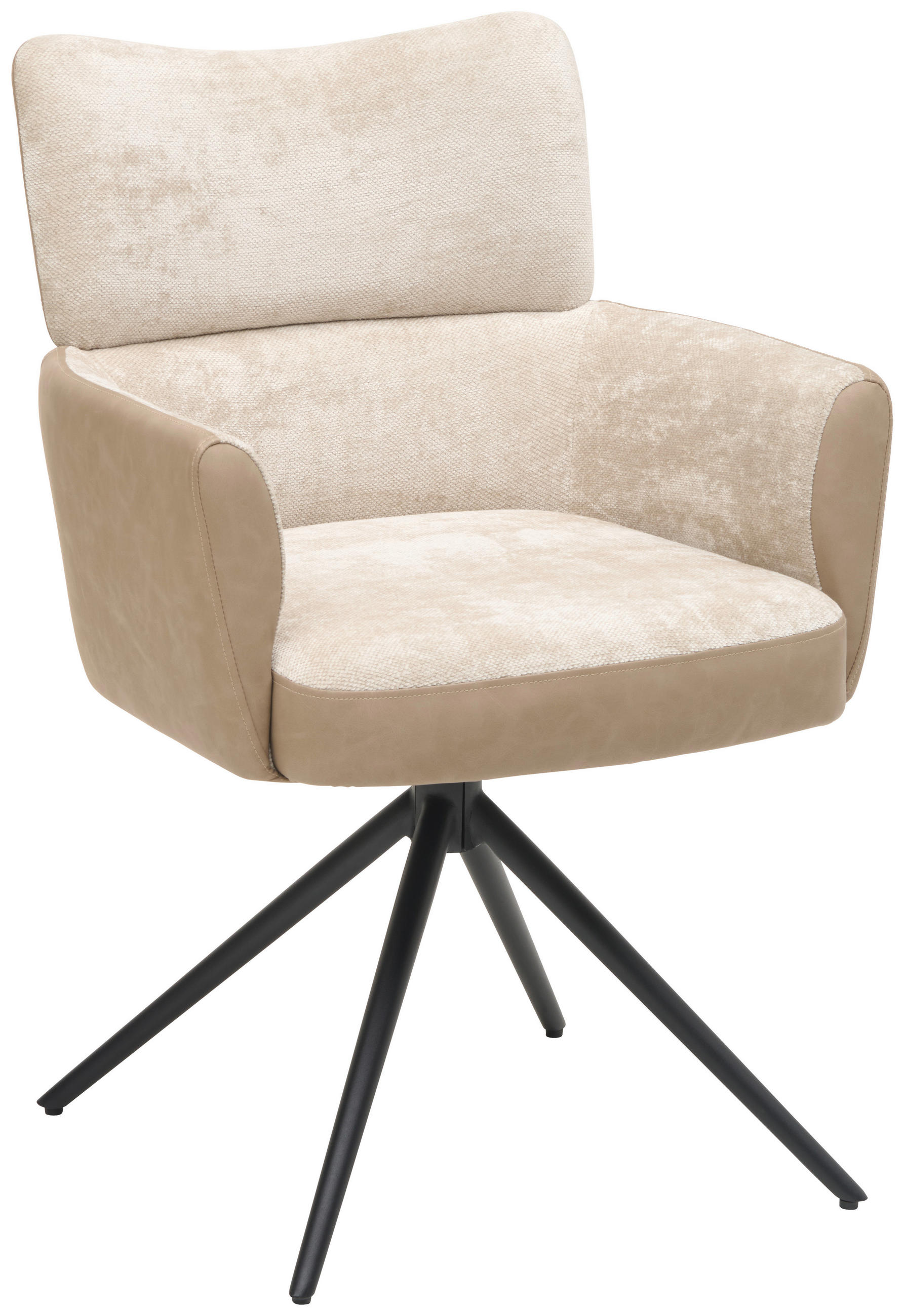 ARMLEHNSTUHL  in Eisen Lederlook, Webstoff  - Beige/Schwarz, KONVENTIONELL, Textil/Metall (58/84/64cm) - MID.YOU