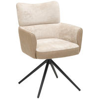 ARMLEHNSTUHL  in Eisen Lederlook, Webstoff  - Beige/Schwarz, KONVENTIONELL, Textil/Metall (58/84/64cm) - MID.YOU