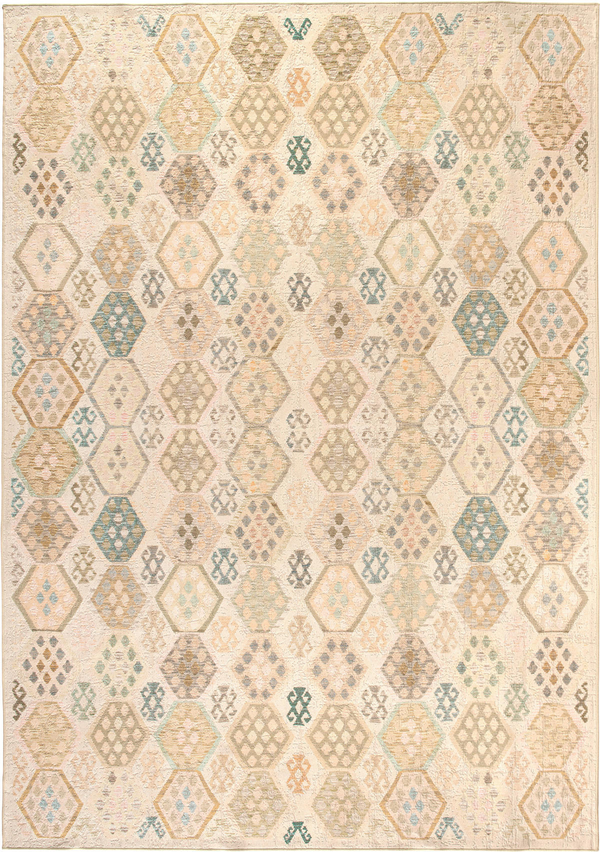 VINTAGE-TEPPICH  Wohnzimmer 240/340 cm Ondea Parviza Sandfarben, Hellrosa, Blaugrau rechteckig  - Sandfarben/Hellrosa, LIFESTYLE, Kunststoff/Textil (240/340cm) - Lindorug