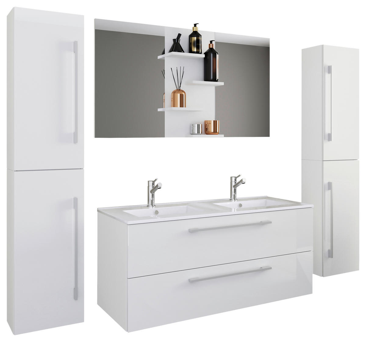 BADRUM 178 cm  - vit/aluminiumfärg, Modern, metall/trämaterial (178cm) - MID.YOU