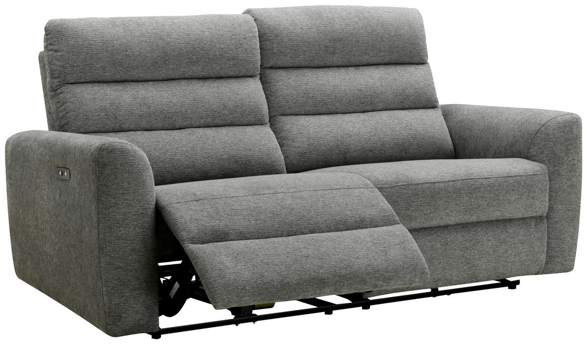 2-SITZER-SOFA Webstoff Hellgrau  - Hellgrau/Schwarz, KONVENTIONELL, Kunststoff/Textil (196/99/92cm) - Livetastic