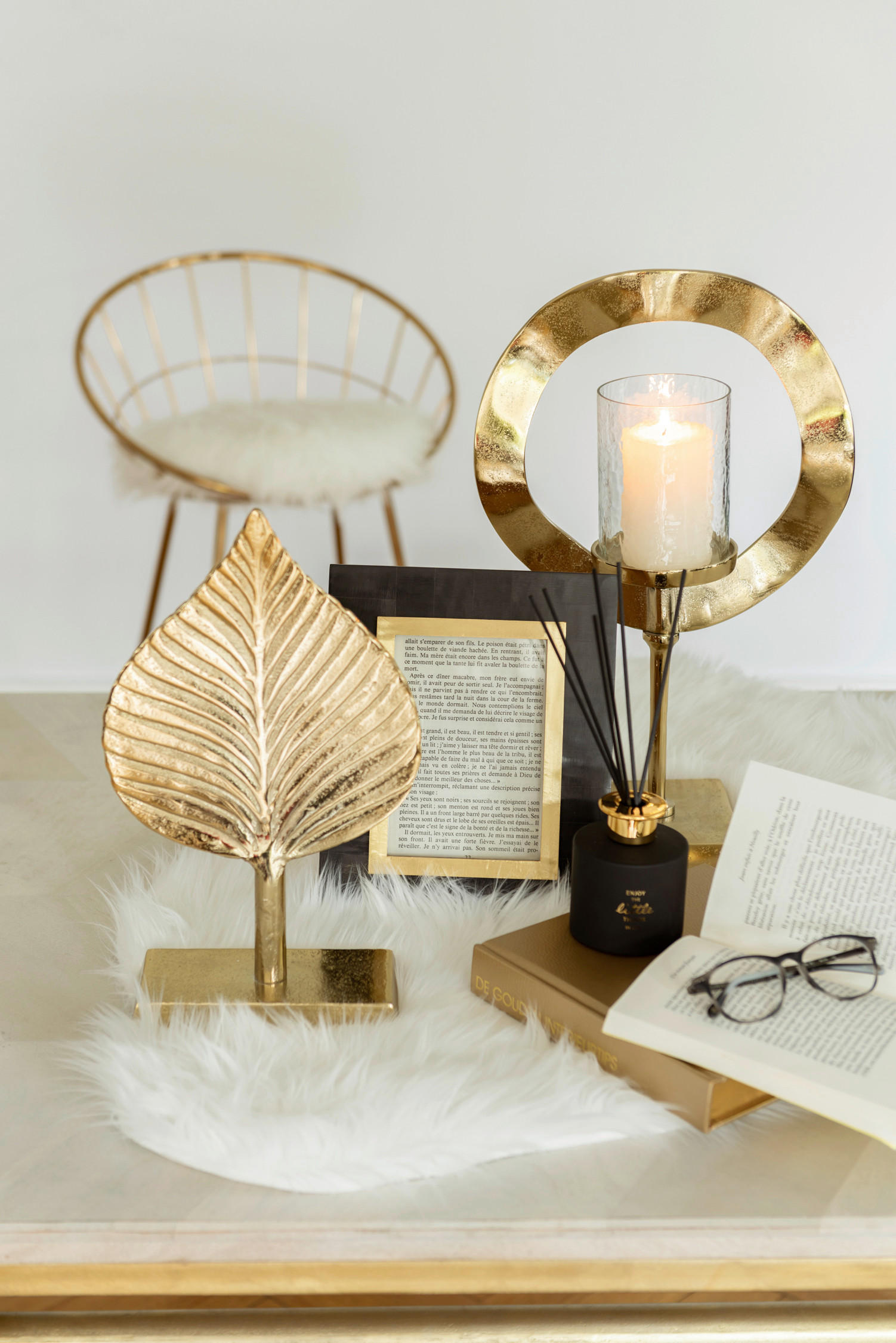 WINDLICHT - Goldfarben, Basics, Glas/Metall (29/14/47cm)