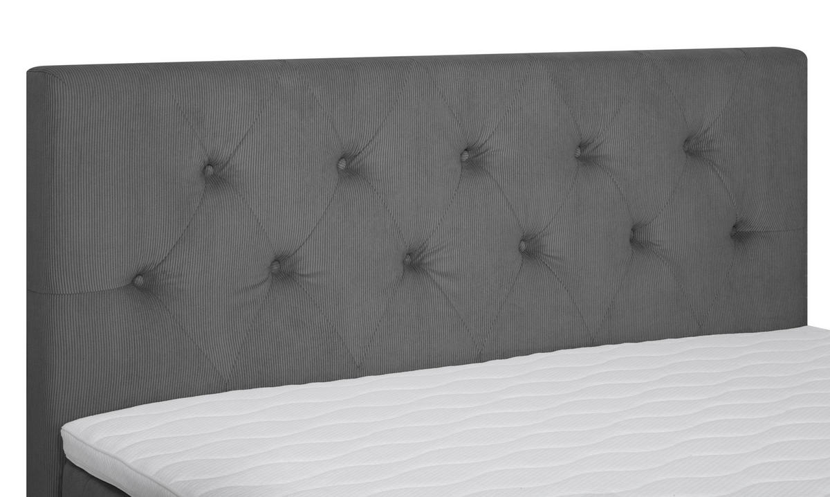 BOXSPRINGBETT 180/200 cm  in Dunkelgrau  - Dunkelgrau/Alufarben, MODERN, Textil (180/200cm) - Livetastic