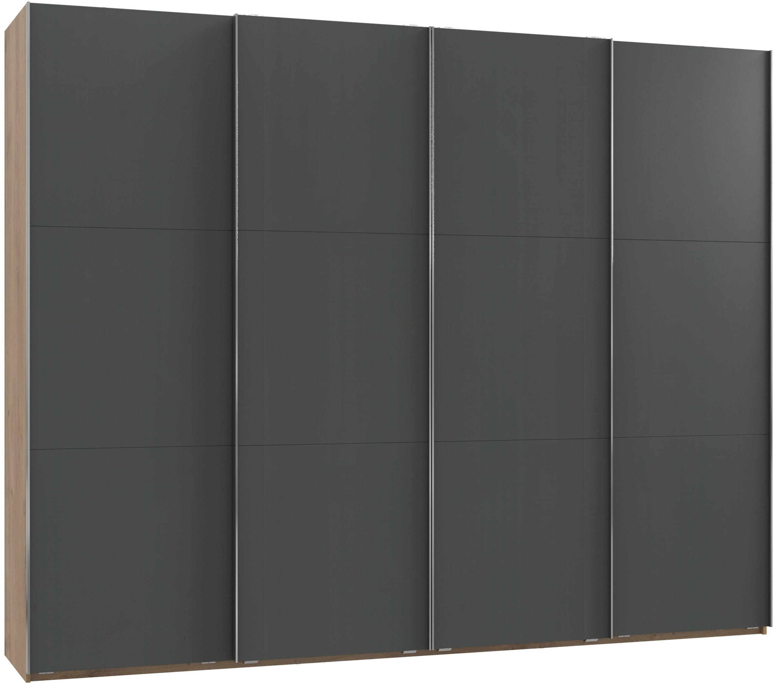 SCHWEBETÜRENSCHRANK in Graphitfarben, Eichefarben  - Chromfarben/Eichefarben, Modern, Holzwerkstoff (300/236/65cm) - MID.YOU