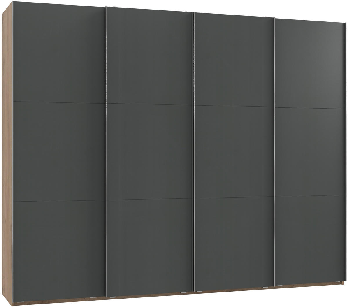 GARDEROB MED SKJUTDÖRRAR 300/236/65 cm 4-dörrar - kromfärg/grafitfärgad, Modern, trämaterial (300/236/65cm) - MID.YOU