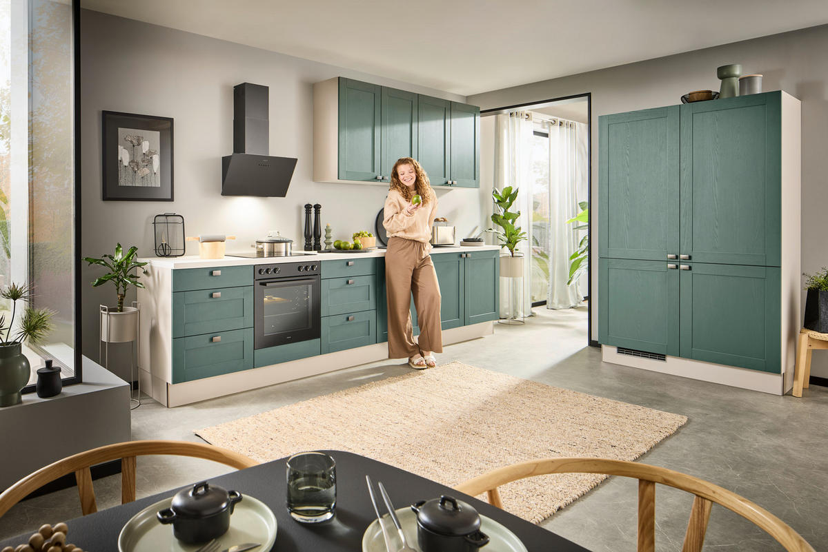 ECKKÜCHE XO50 360/120 cm  in Dunkelgrün, Kaschmir  - Kaschmir/Dunkelgrün, Design, Holzwerkstoff/Metall (360/120cm) - Xora