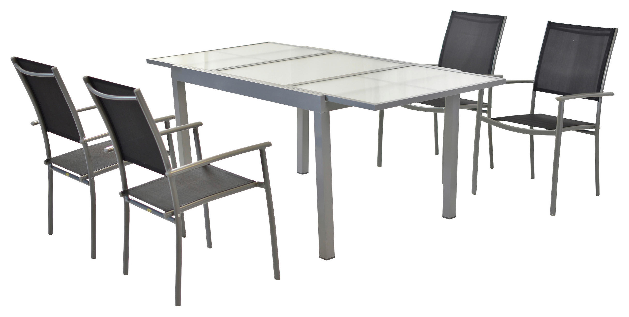 GARTENSET Aluminium - Silberfarben/Schwarz, MODERN, Textil/Metall - Gardenson