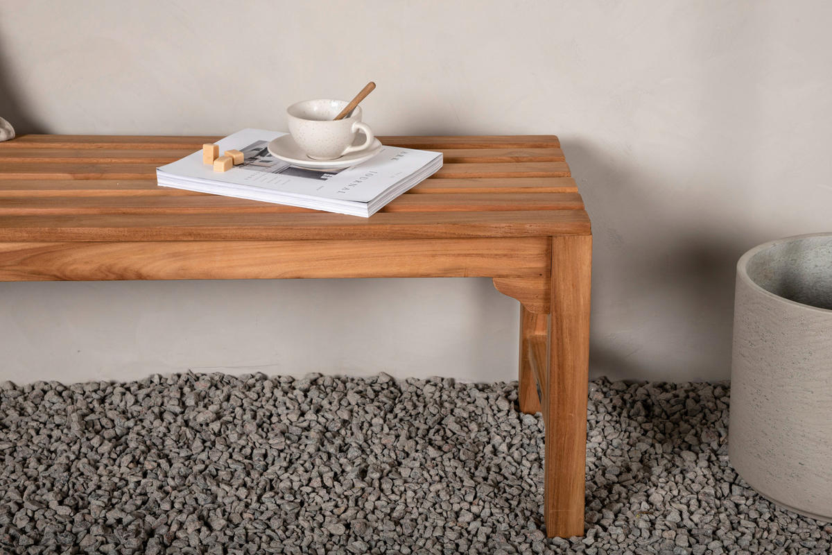 TRÄDGÅRDSBÄNK i teakfärg  - teakfärg, Klassisk, trä (150/45/40cm) - Gardenson