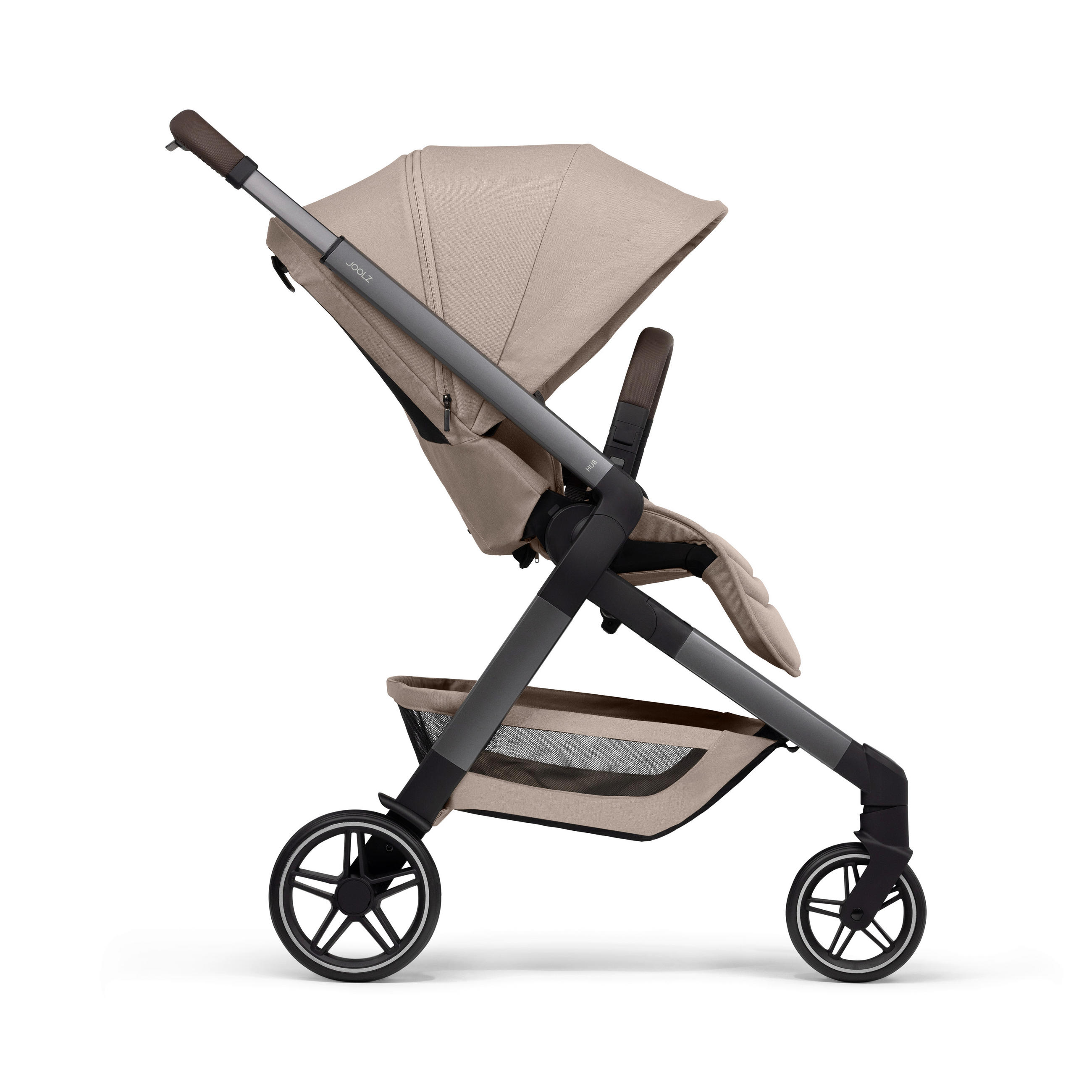 Thumbnail - Joolz Kinderwagen Hub2, Taupe, Textil, 52.5x93x102 cm, Feststellbremse, Fußstütze abklappbar, Federung, kugelgelagerte R...