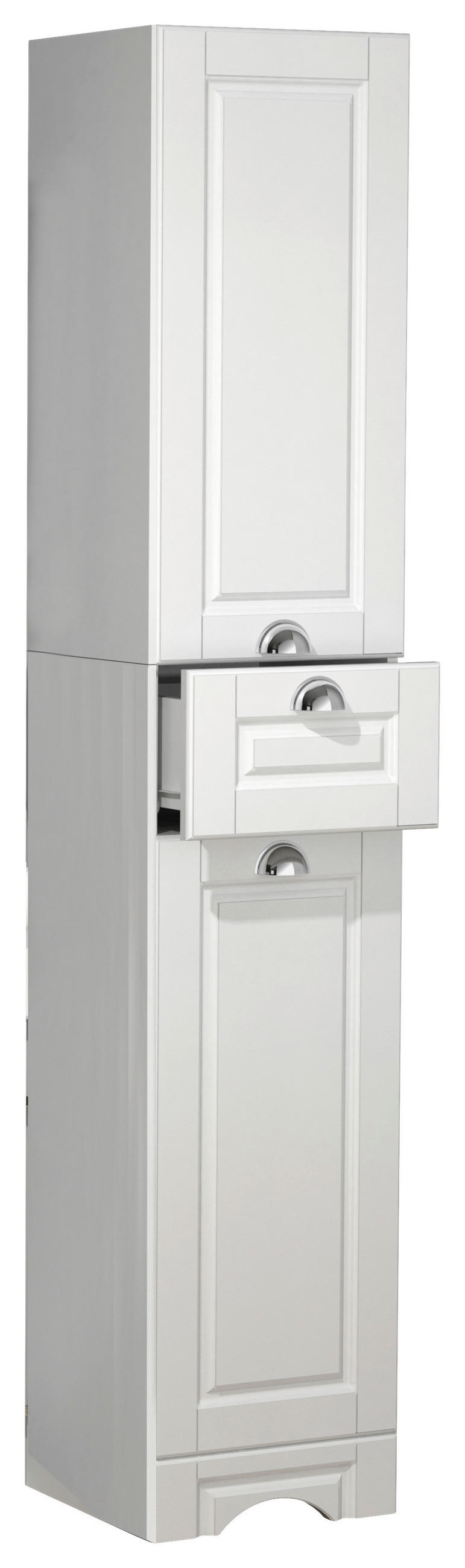 HOCHSCHRANK 35/180/31,6 cm - Weiss/Silberfarben, Modern, Holzwerkstoff/Metall (35/180/31,6cm) - MID.YOU