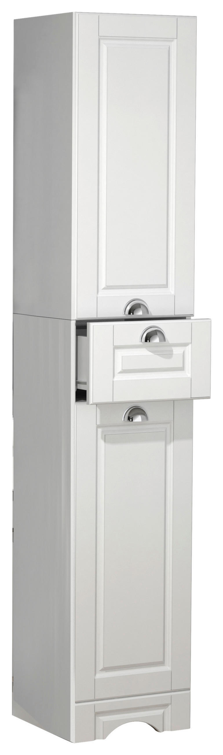 HOCHSCHRANK 35/180/31,6 cm  - Weiss/Silberfarben, Modern, Holzwerkstoff/Metall (35/180/31,6cm) - MID.YOU