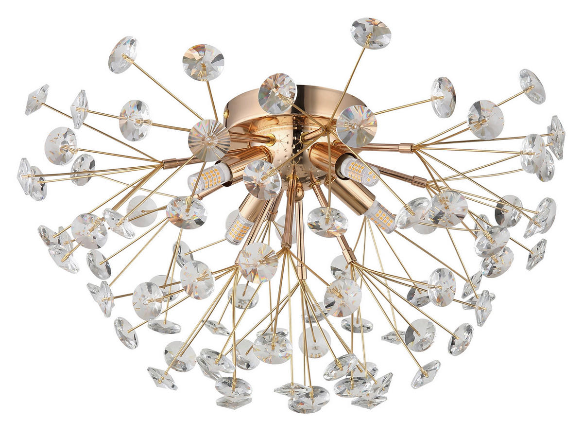 KRISTALL-DECKENLEUCHTE 45/25 cm   - Klar/Goldfarben, KONVENTIONELL, Glas/Metall (45/25cm) - Globo