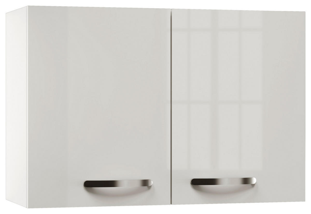 KÜCHENOBERSCHRANK 80/54,8/32 cm  in Weiß, Weiß Hochglanz  - Edelstahlfarben/Weiß Hochglanz, MODERN, Holzwerkstoff/Metall (80/54,8/32cm) - FlexWell