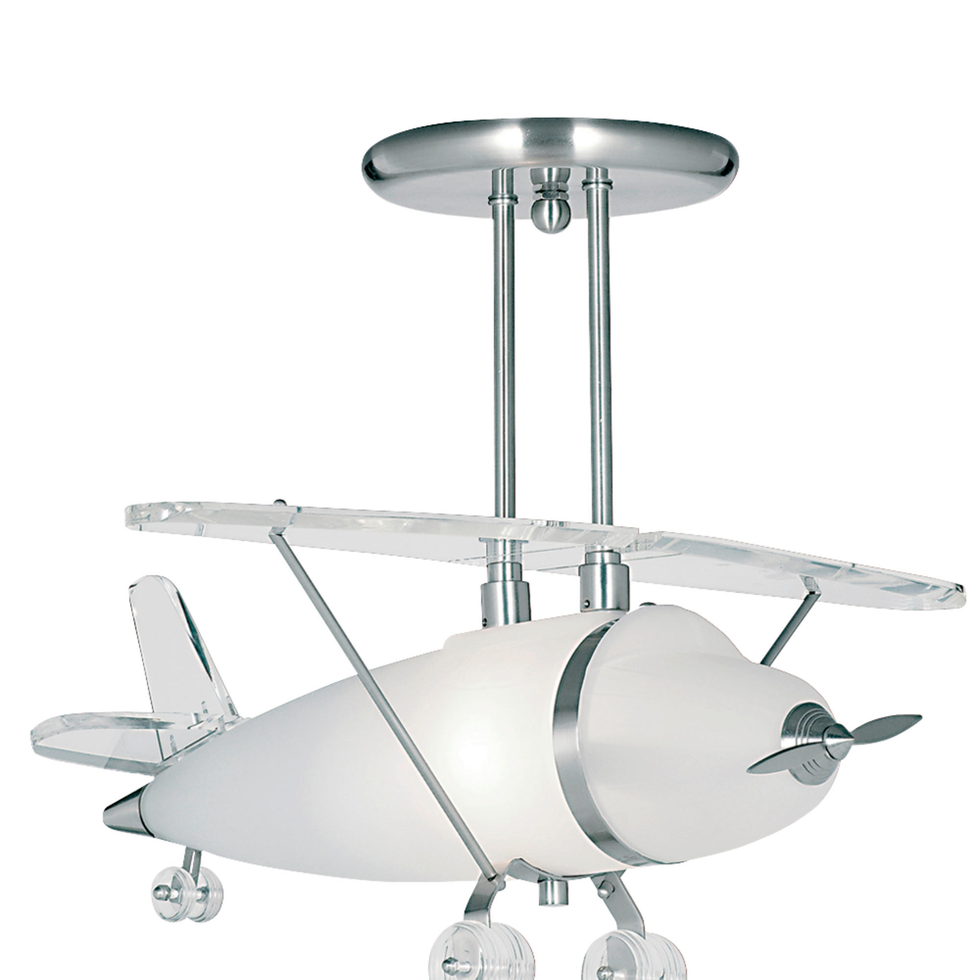 KINDERHÄNGELEUCHTE NOVELTY AIRPLANE 737 49/47/39 cm   - Silberfarben, Trend, Glas/Kunststoff (49/47/39cm) - Searchlight