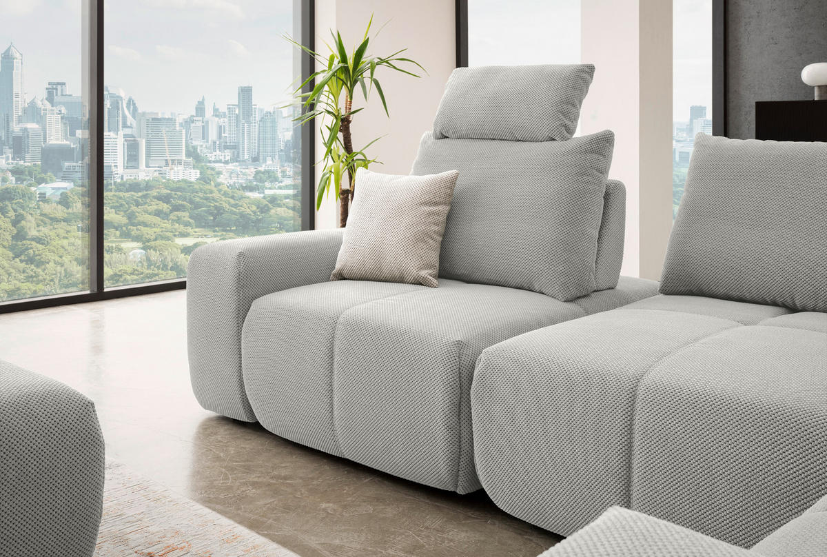 ECKSOFA in Velours Greige  326/236 cm  - Greige/Schwarz, Design, Kunststoff/Textil (326/236cm) - Xora