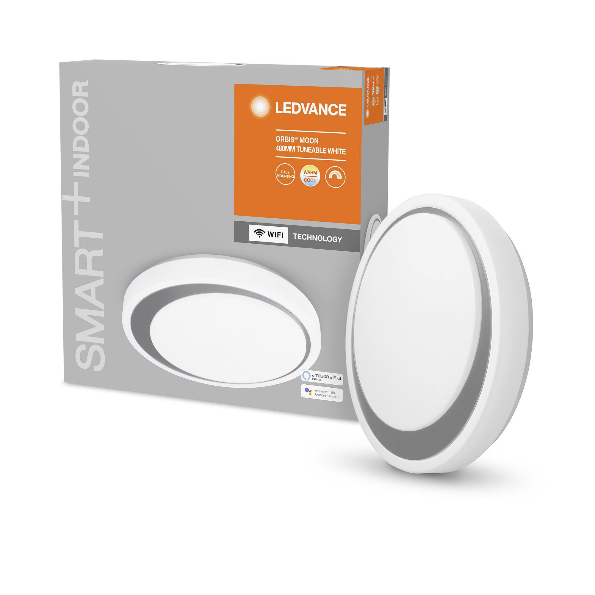 DECKENLEUCHTE Smart+ WiFi Orbis Moon  - Grau, Basics, Kunststoff (48/8,6cm) - Ledvance