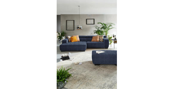 ECKSOFA in Webstoff Dunkelblau  - Schwarz/Dunkelblau, KONVENTIONELL, Textil/Metall (182/279cm) - Hom`in