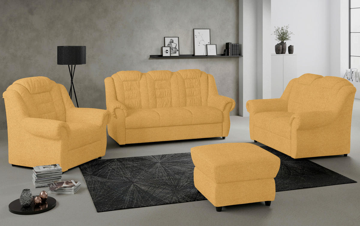 SITZGARNITUR in Chenille Gelb  - Gelb/Schwarz, Konventionell, Kunststoff/Textil - Livetastic