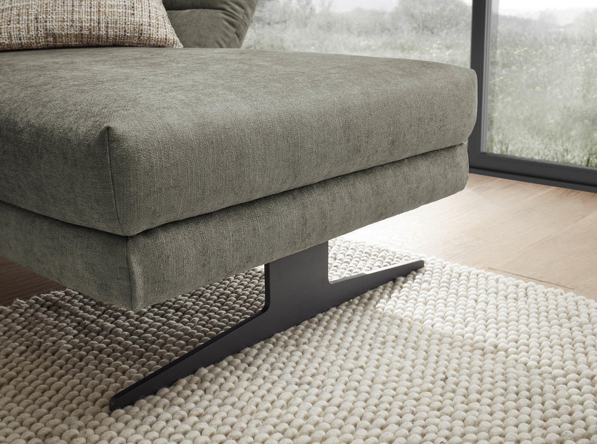 ECKSOFA in Flachgewebe Grün  - Schwarz/Grün, Design, Textil/Metall (279-327/176-217cm) - Dieter Knoll