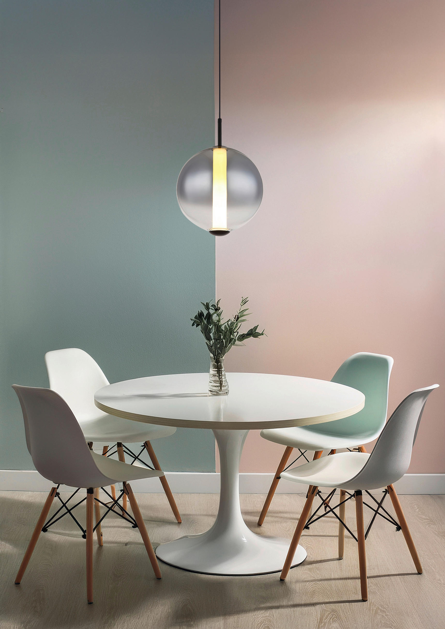 LED-HÄNGELEUCHTE LACY 25/120 cm   - Schwarz/Weiß, KONVENTIONELL, Glas/Kunststoff (25/120cm) - Globo