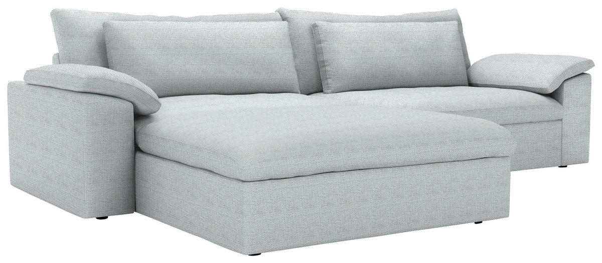 ECKSOFA  Chenille Grauweiss  - Schwarz/Grauweiss, Modern, Kunststoff/Textil (198/306cm) - Carryhome