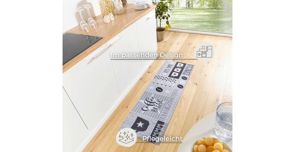 KÜCHENLÄUFER 50/150 cm Cook & Clean Grau, Schwarz, Weiß  - Schwarz/Weiß, Design, Kunststoff (50/150cm) - Esposa