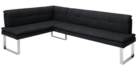 ECKBANK 174/233 cm in Schwarz, Chromfarben - Chromfarben/Schwarz, Design, Textil/Metall (174/233cm) - Novel