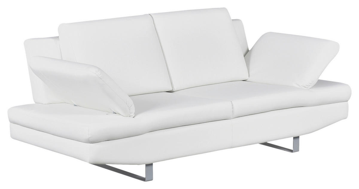 2-SITZER-SOFA Lederlook Weiß  - Weiß/Grau, Design, Textil/Metall (198/78/88cm) - MID.YOU