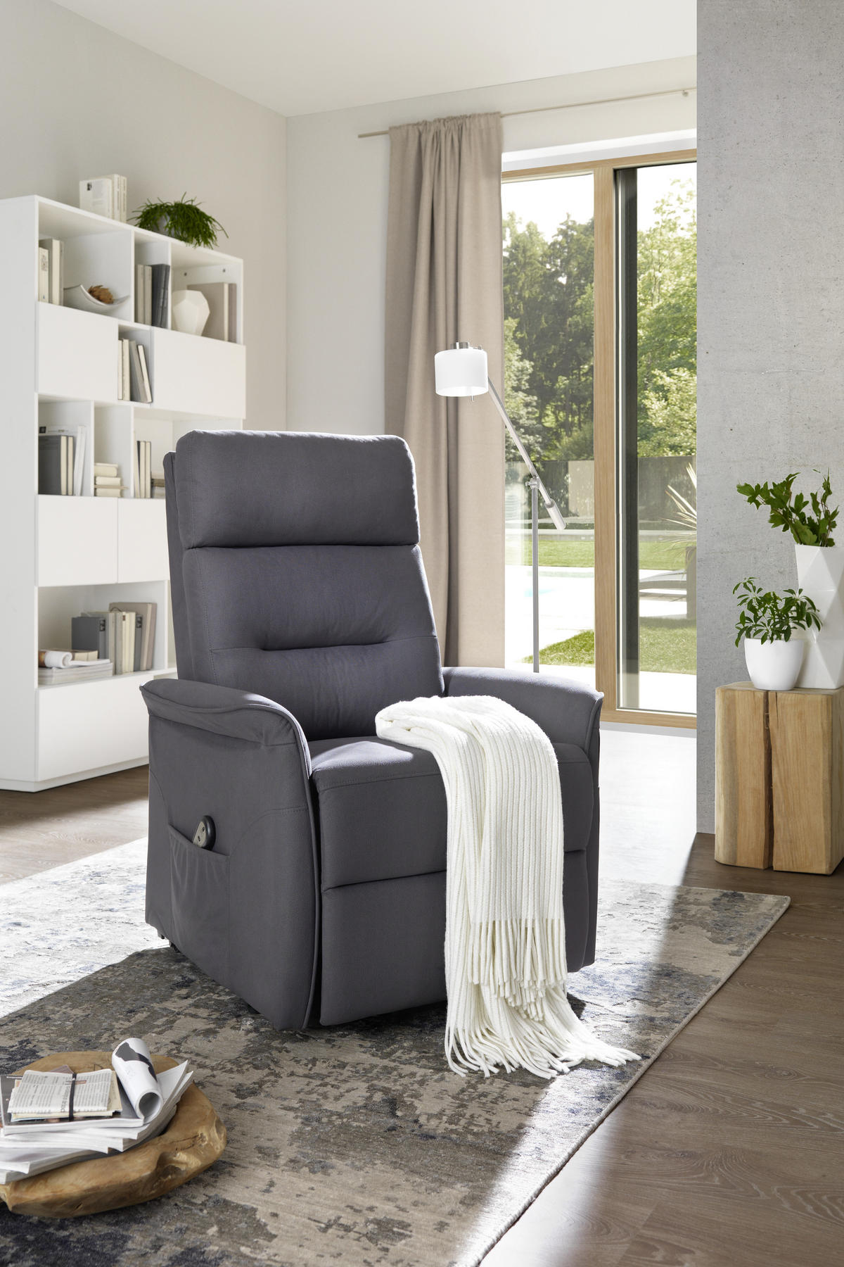 RECLINERFÅTÖLJ i mikrofiber grå  - svart/grå, Klassisk, textil (76/106/82-158cm) - Cantus