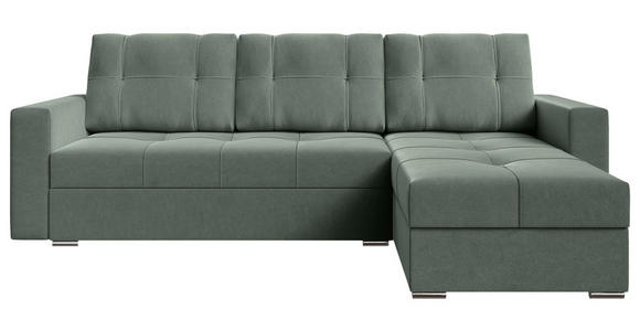 ECKSOFA  in Samt Dunkelgrün  - Chromfarben/Dunkelgrün, KONVENTIONELL, Kunststoff/Textil (233/140cm) - Carryhome