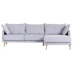 ECKSOFA in Mikrofaser Hellblau  - Buchefarben/Hellblau, Design, Holz/Textil (270/160cm) - Carryhome