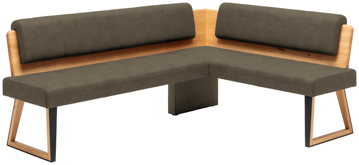 ECKBANK 215/165 cm  in Schlammfarben, Wildeiche  - Wildeiche/Schlammfarben, Design, Holz/Textil (215/165cm) - Venda