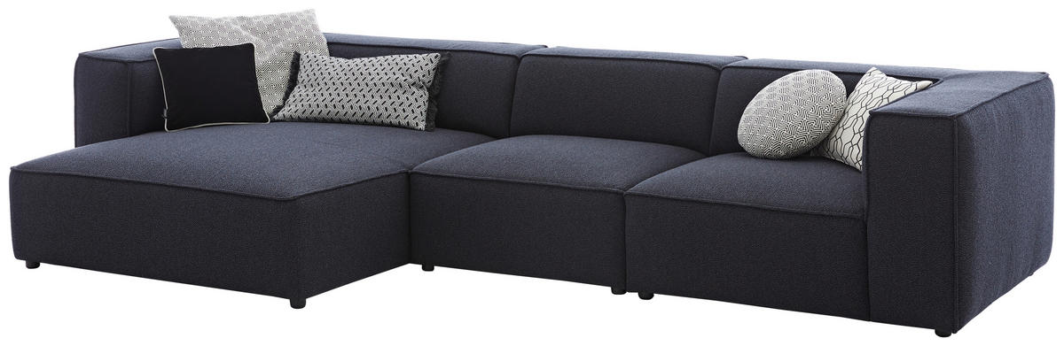 ECKSOFA in Flachgewebe Dunkelblau  - Schwarz/Dunkelblau, Design, Kunststoff/Textil (164/341cm) - W.Schillig