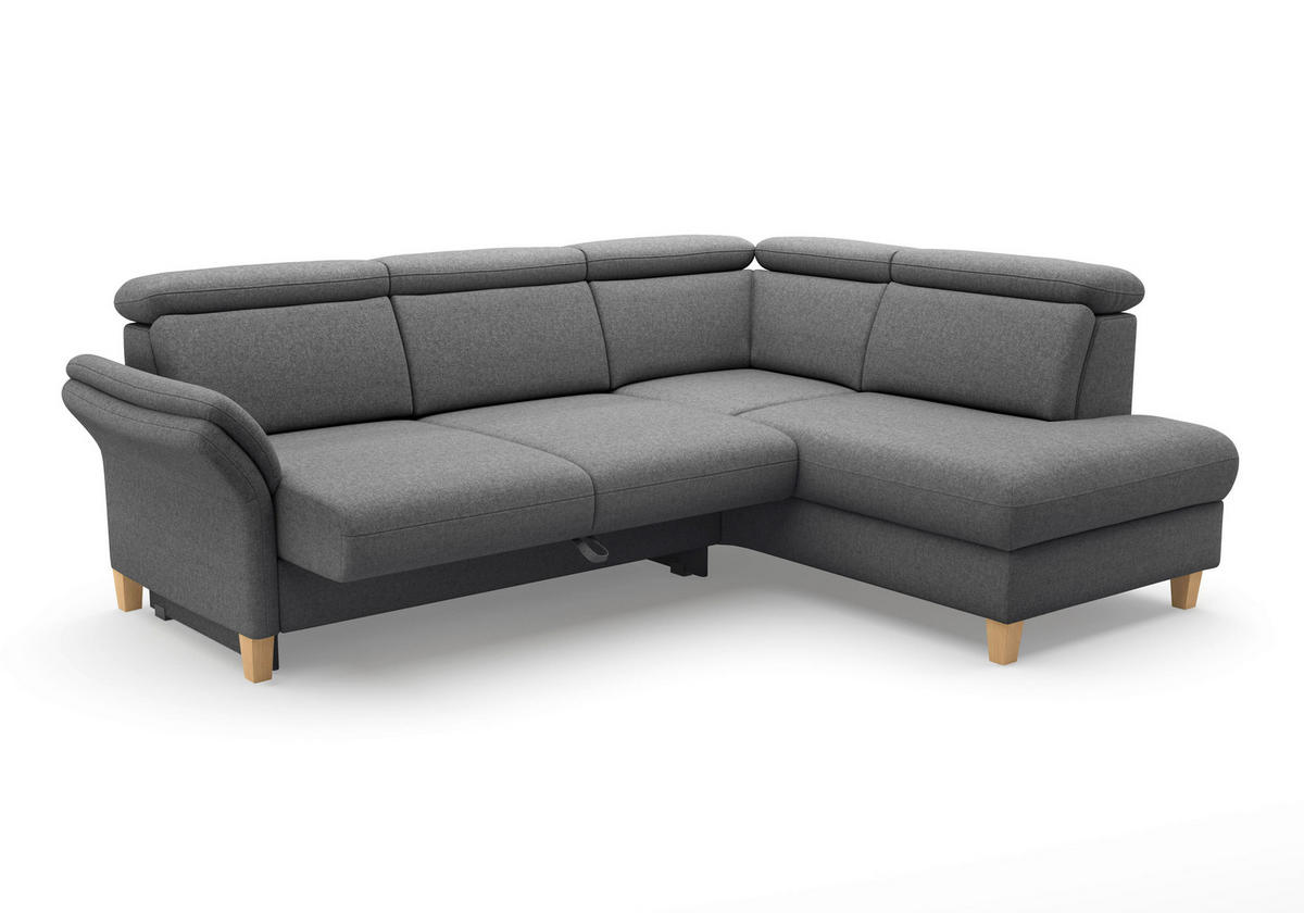 ECKSOFA Flachgewebe Dunkelgrau  - Eichefarben/Dunkelgrau, Konventionell, Holz/Textil (247/193cm) - Sit & More