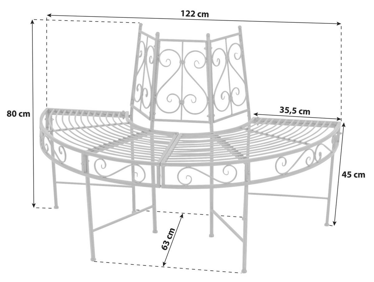 BAUMBANK 63/80/122 cm  Stahl  - Weiß, Basics, Metall (63/80/122cm) - Gardenson