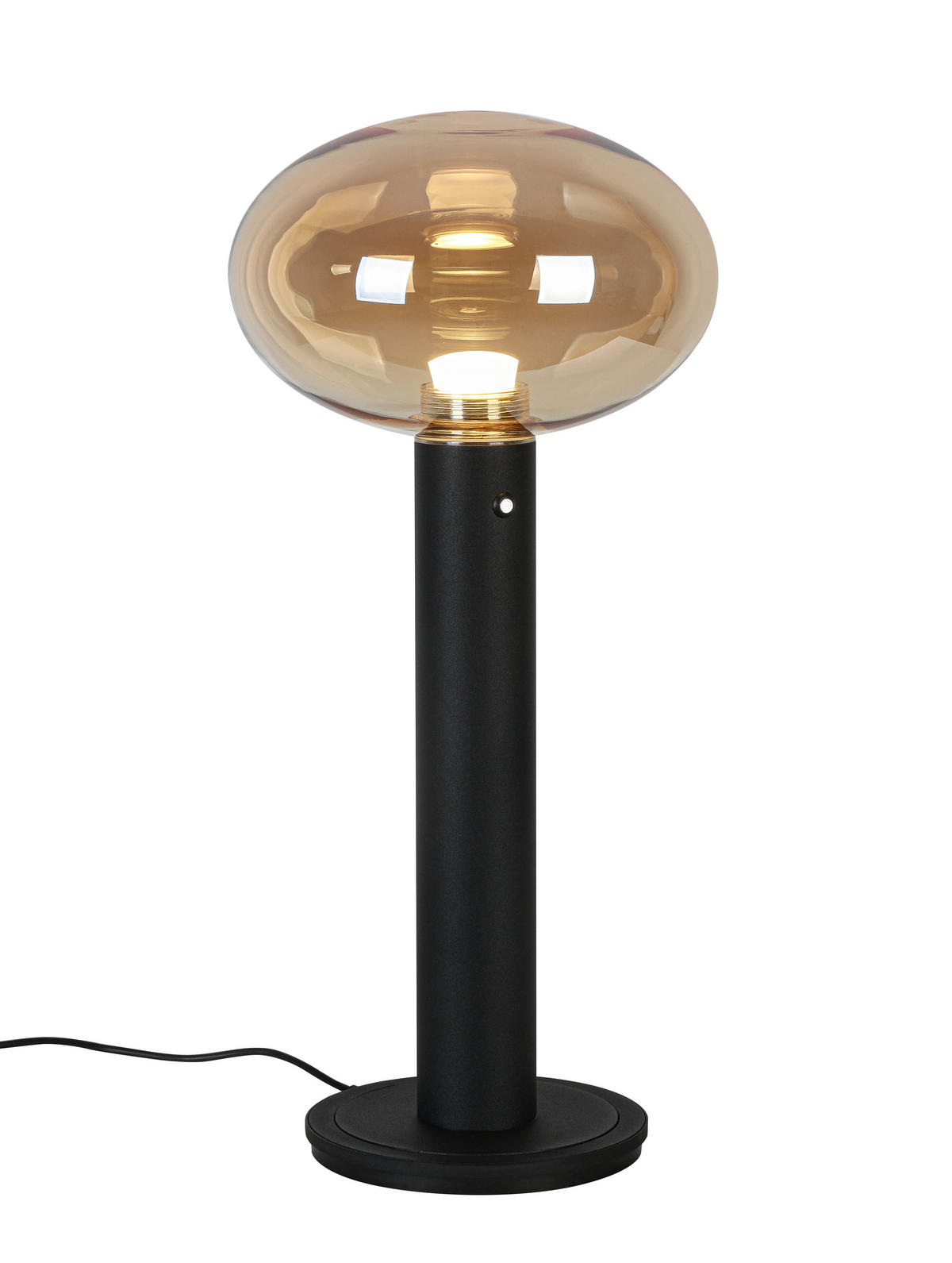 AKKU-TISCHLEUCHTE 20/42 cm  - Bernsteinfarben/Schwarz, Design, Glas/Kunststoff (20/42cm) - Dieter Knoll