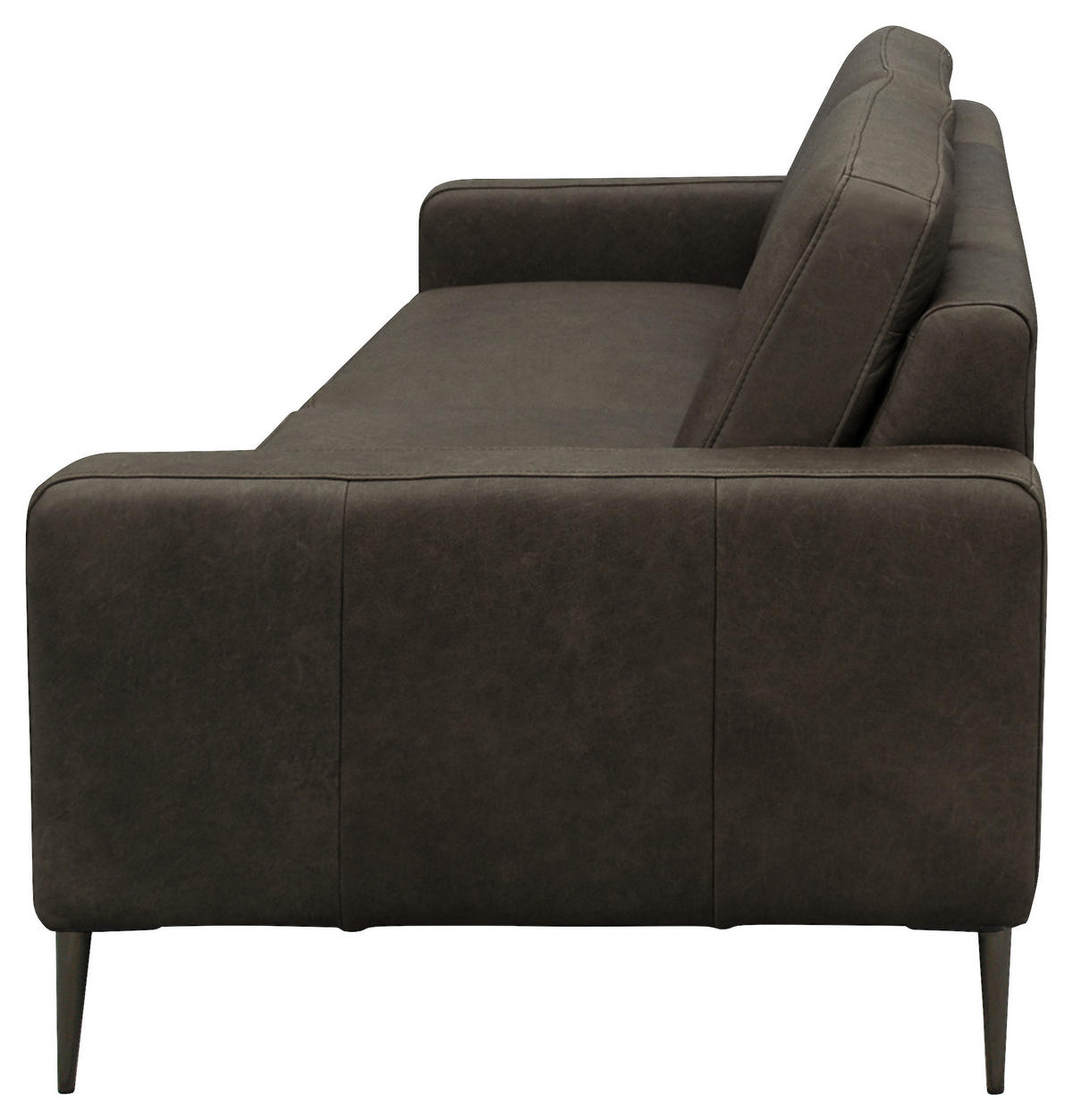 3,5-SITZER in Echtleder Fango  - Fango/Schwarzchrom, Design, Leder/Metall (207/85/92cm) - Livetastic