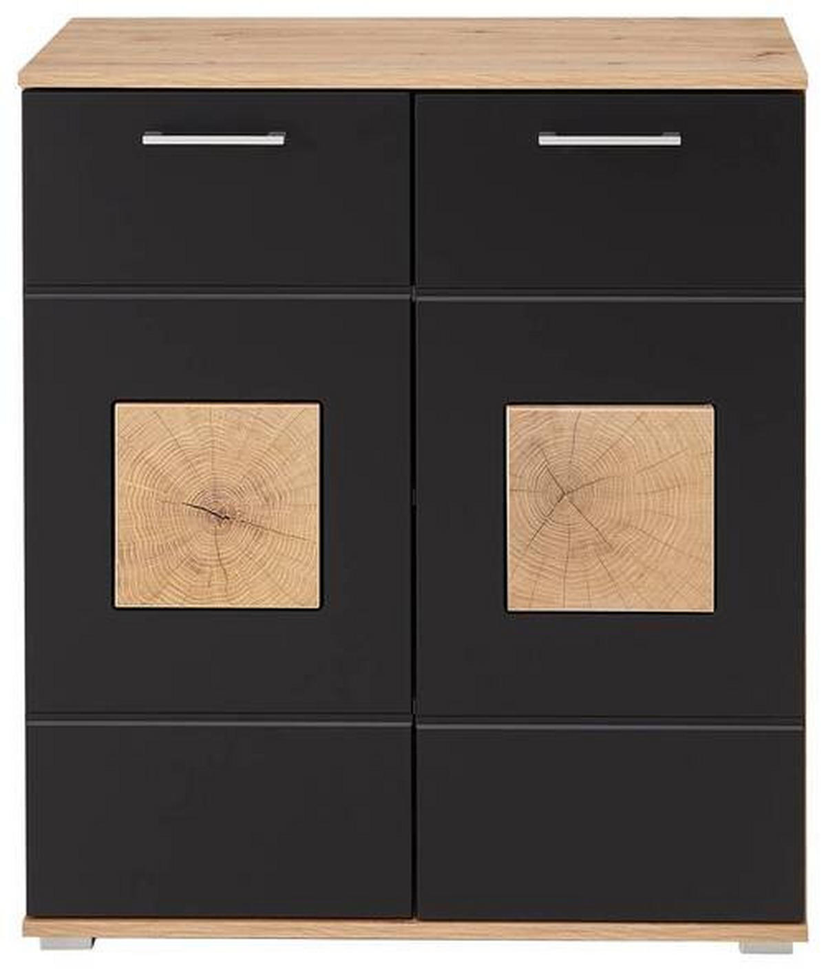 GARDEROBE 6-teilig  in 263/195,5/38 cm  - Schwarz/Eiche Artisan, Basics, Glas/Holzwerkstoff (263/195,5/38cm) - Xora