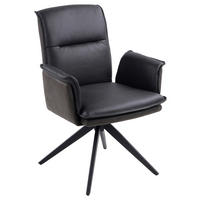 STOL MED ARMSTÖD järn mikrofiber äkta läder, kombination läder/tyg pigmenterad  - svart/antracit, Design, metall/läder (60,5/87/66cm) - Novel