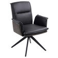 ARMLEHNSTUHL  Sitzfläche 360° drehbar Mikrofaser Echtleder, Kombination Echtleder/Stoff  - Anthrazit/Schwarz, Design, Leder/Textil (60,5/87/66cm) - Novel